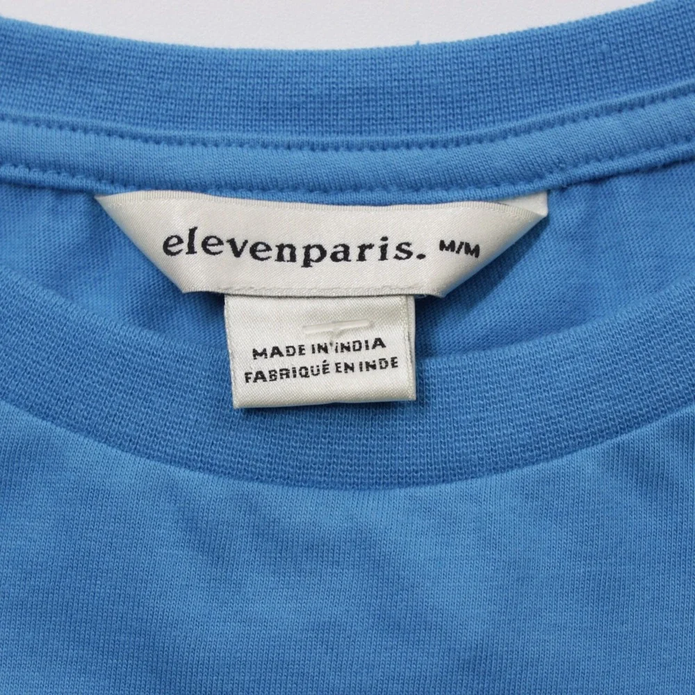 Eleven Paris Men's‎ Crew Neck Graphic T-Shirt Blue Short Sleeve Cotton Size M